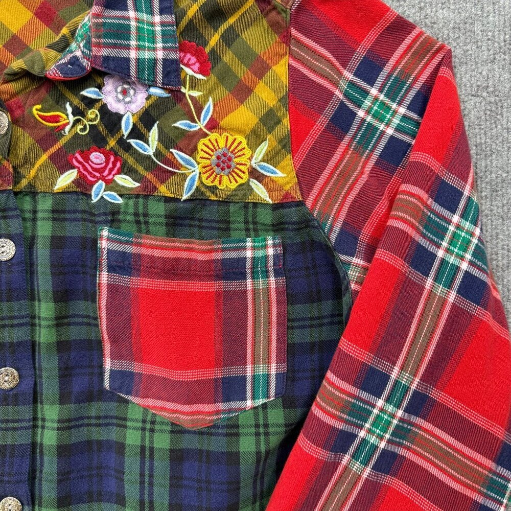 VTG Y2K 90s Blair Patchwork Plaid Floral Cotton Cottagecore Boho Cowgirl Womens - Picture 2 of 12